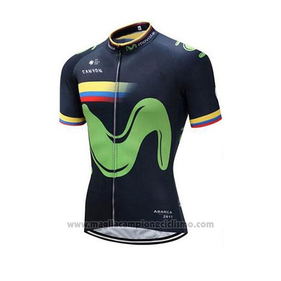 2018 Abbigliamento Ciclismo Movistar Campione Colombia Manica Corta e Salopette